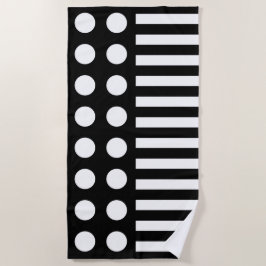 Toalla De Playa Patrón Blanco Y Negro Moderno