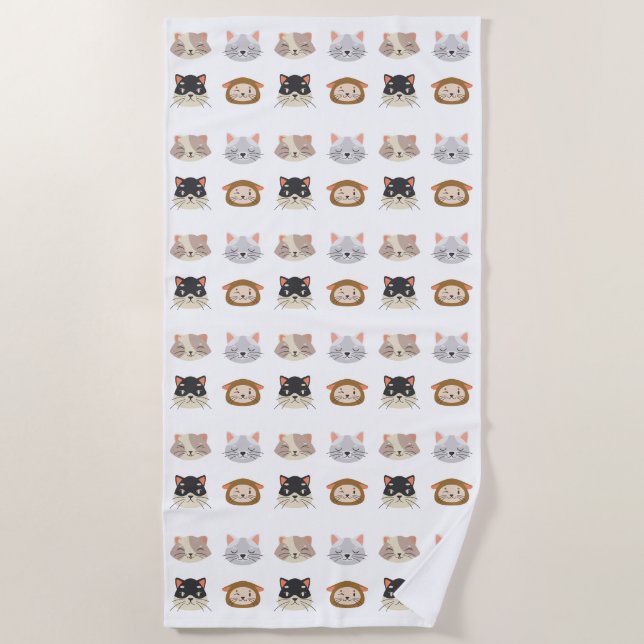 Toalla De Playa Patrón con cabezas de gato cortas (Anverso)