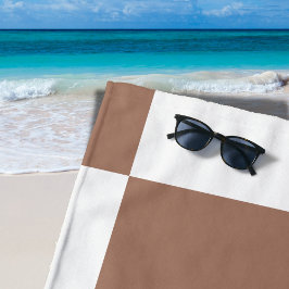 Toalla De Playa Patrón controlado en blanco y mousse de mocha