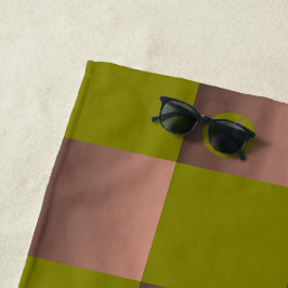 Toalla De Playa Patrón controlado en verde marrón y oliva