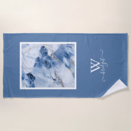 Toalla De Playa patrón costero abstracto de mármol azul
