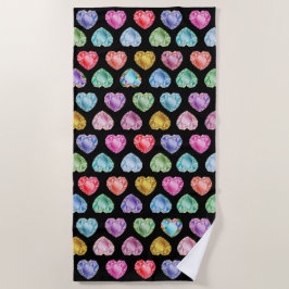 Toalla De Playa Patrón de acuarela del corazón del diamante Cute P