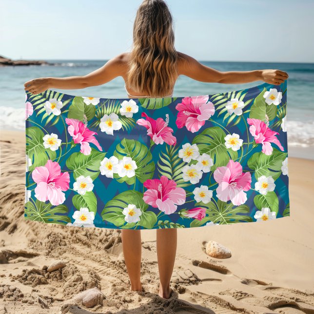 Toalla De Playa Patrón de acuarela dorada tropical floral (Subido por el creador)