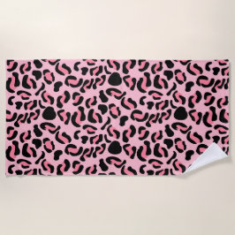 Toalla De Playa Patrón de animal de leopardo rosa moderno