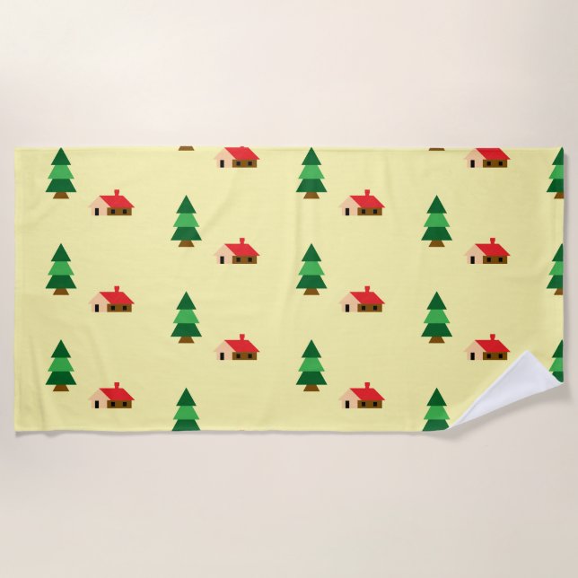 Toalla De Playa Patrón de árbol forestal de bosques - Diseño de na (Anverso)