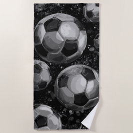 Toalla De Playa Patrón de balón de fútbol en blanco y negro – Depo