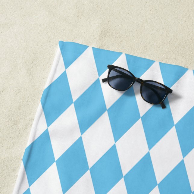 Toalla De Playa Patrón de bandera de bus de Baviera azul y blanco (In situ)