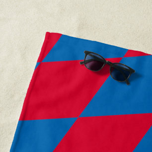 Toalla De Playa Patrón de bandera de diamantes de Baviera azul y r