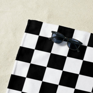 Toalla De Playa Patrón De Bandera De Guay De Color Negro Y Blanco