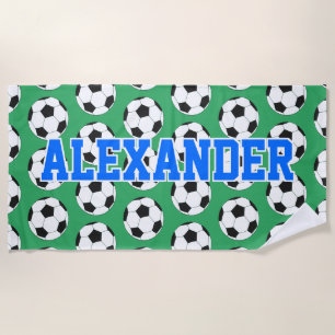 Toalla De Playa Patrón de bola de fútbol personalizado Verde