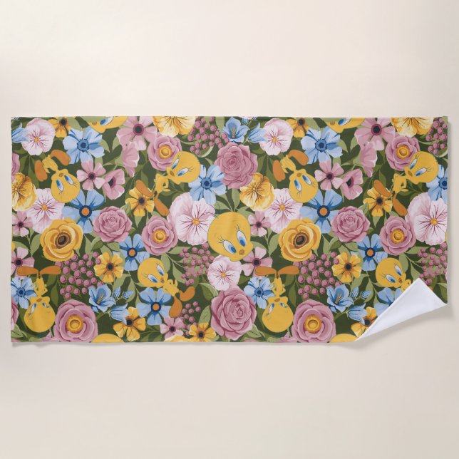 Toalla De Playa Patrón de bordado floral TWEETY™ (Anverso)
