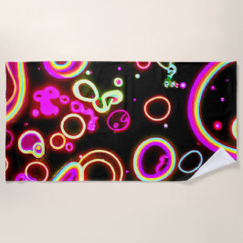 Toalla De Playa Patrón de brillo de neón vibrante