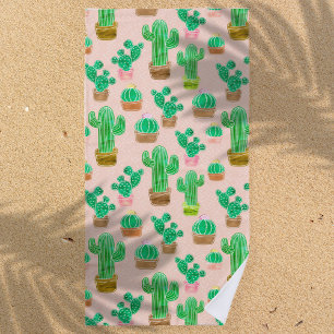 Toalla De Playa Patrón de cactus pulido de mano