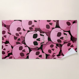 Toalla De Playa Patrón de calavera rosa: diseño gótico atrevido
