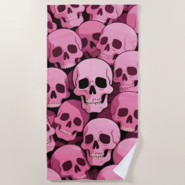 Toalla De Playa Patrón de calavera rosa: diseño gótico atrevido