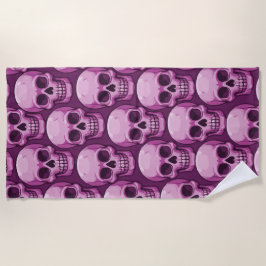Toalla De Playa Patrón de calavera rosa: diseño repetitivo audaz