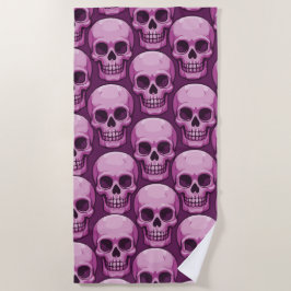 Toalla De Playa Patrón de calavera rosa: diseño repetitivo audaz