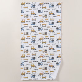 Toalla De Playa Patrón de camiones de construcción coloridos