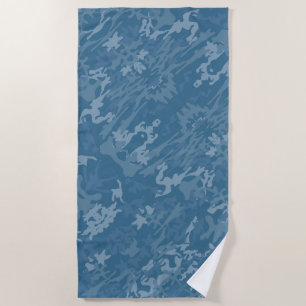 Toalla De Playa Patrón de camuflaje azul