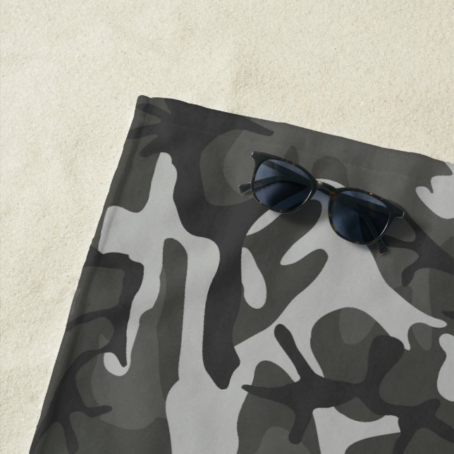 Toalla De Playa Patrón de camuflaje gris, patrón militar, ejército (In situ)