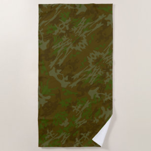 Toalla De Playa Patrón De Camuflaje Marrón Y Verde