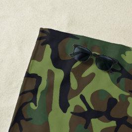 Toalla De Playa Patrón de camuflaje verde, patrón militar, ejércit