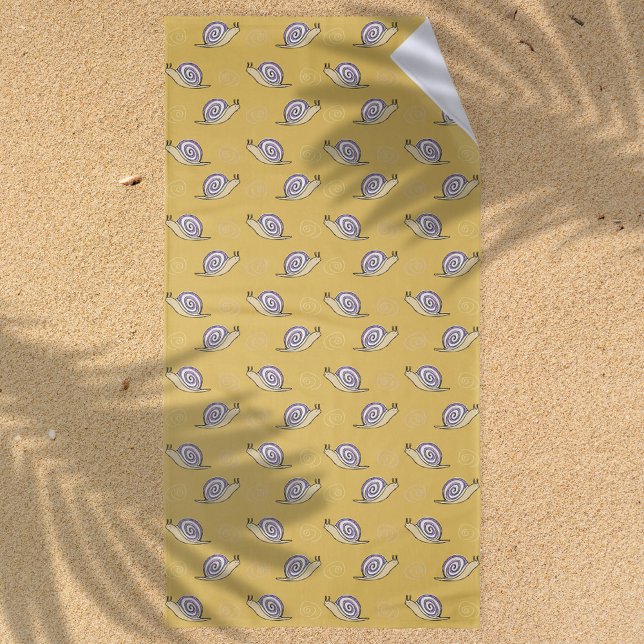 Toalla De Playa Patrón de caracoles y remolinos ilustrados (Snail Pattern Beach Towel)