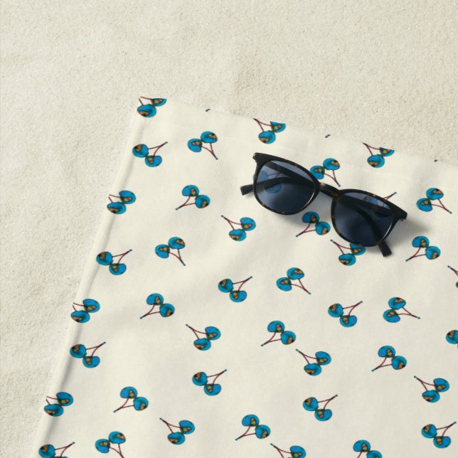 Toalla De Playa Patrón de cerezas azules (In situ)