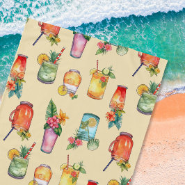 Toalla De Playa Patrón de cócteles de color agua de colores vivos
