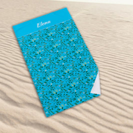 Toalla De Playa Patrón de color de agua nombre de la hoja verde ci