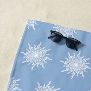 Toalla De Playa Patrón de copo de nieve del G-Clef azul invernal