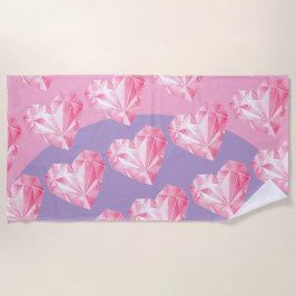 Toalla De Playa Patrón de Corazón de Diamante Rosa – Lindo y Elega