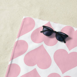 Toalla De Playa Patrón de corazón rosado, romántico, amor