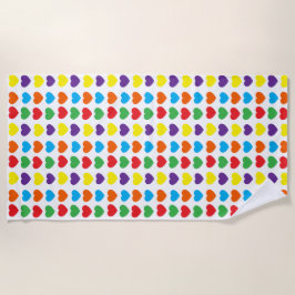 Toalla De Playa Patrón de corazones arco iris