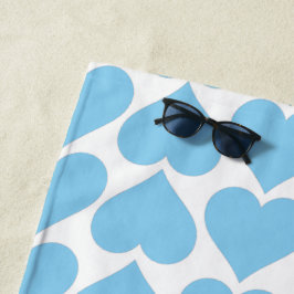 Toalla De Playa Patrón de Corazones Azules, Romántico, Amor