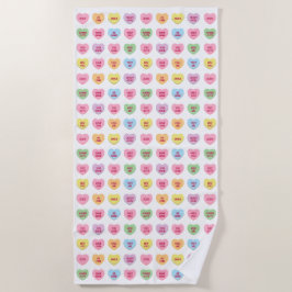 Toalla De Playa Patrón de corazones divertidos personalizados past