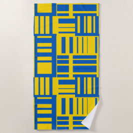 Toalla De Playa Patrón de diseño de línea de color azul y amarillo