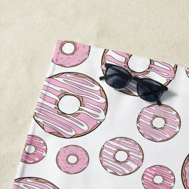 Toalla De Playa Patrón De Donuts, Donuts Rosados, Espolvorines (In situ)