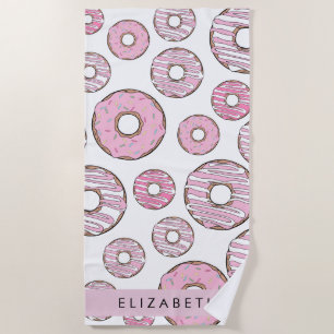Toalla De Playa Patrón De Donuts, Donuts Rosados, Gritos, Su Nombr
