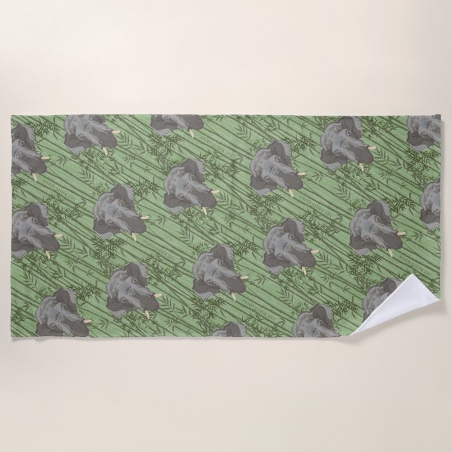 Toalla De Playa Patrón de elefantes blancos Lotus Majestic (Anverso)