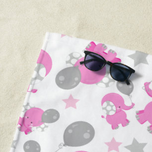 Toalla De Playa Patrón De Elefantes Rosa, Elefantes Cutos, Estrell