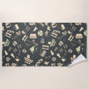 Toalla De Playa Patrón de elementos de película retro