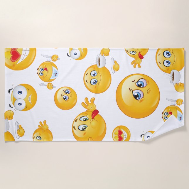 Toalla De Playa Patrón de emoji (Anverso)