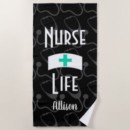 Toalla De Playa Patrón de estetioscopio médico de enfermería perso