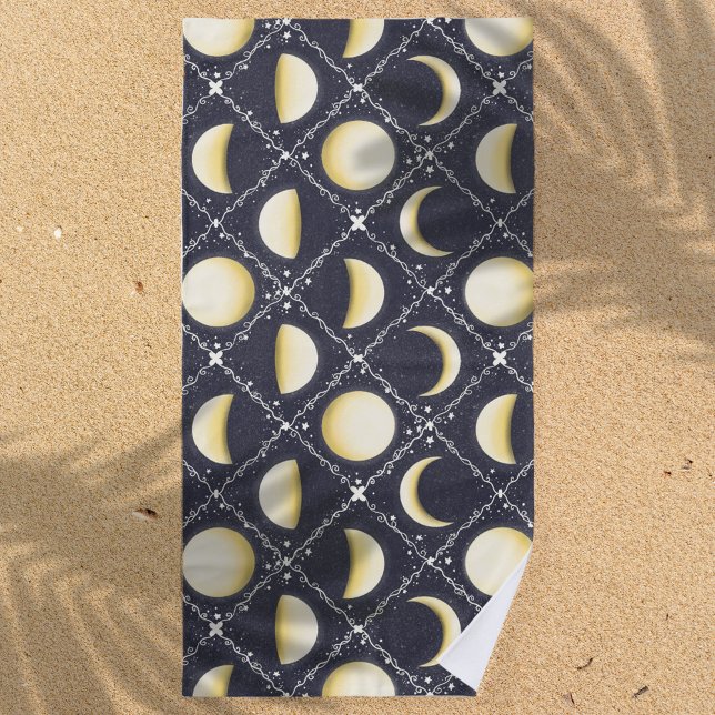 Toalla De Playa Patrón de fases celestes de la luna (Moon Phases Beach Towel)
