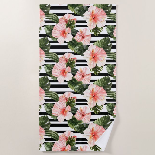 Toalla De Playa Patrón de flor de Hibiscus tropical (Anverso)