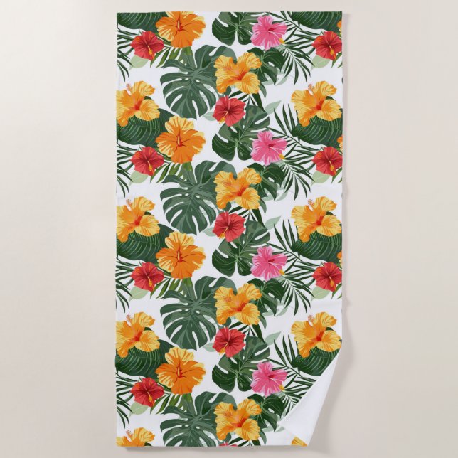 Toalla De Playa Patrón de flor de Hibiscus tropical (Anverso)