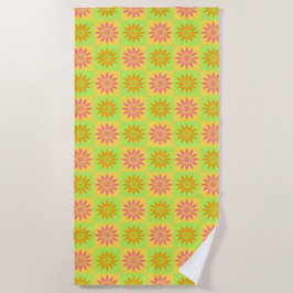Toalla De Playa Patrón de Flor Naranja Rosa