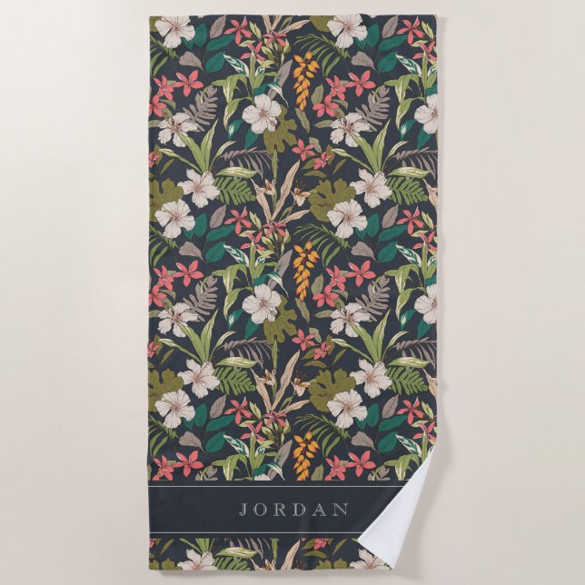 Toalla De Playa Patrón de flor tropical colorido (Anverso)