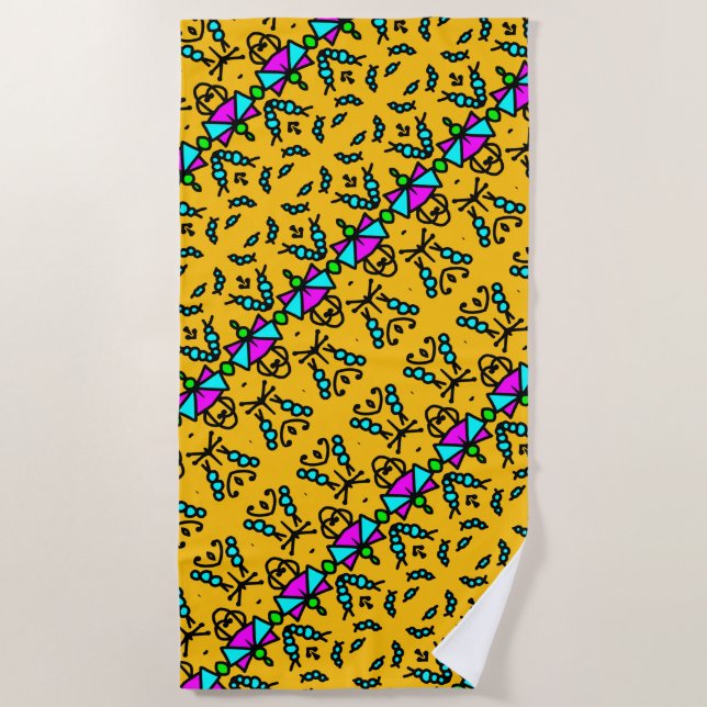 Toalla De Playa Patrón de flores de bicho de perro (Anverso)
